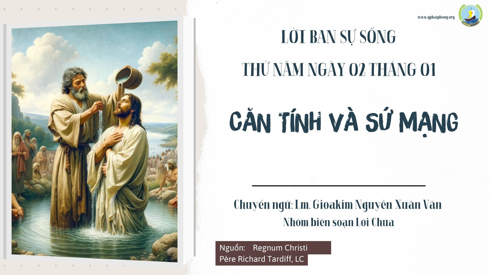 Lời ban sự sống | Căn tính và sứ mạng | Mùa Giáng Sinh |Thứ Năm, ngày 02 tháng 01